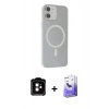MARSİLYAN™- iPhone 11 Kılıf Çekirdek Modern Prime - Siyah Bilvis 5in1 5D Magic Hayalet Cam Ekran Koruyucu + PVD Metal Kamera Lens - TU