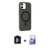MARSİLYAN™- iPhone 11 Kılıf Çekirdek Modern Prime - Siyah Bilvis 5in1 5D Magic Hayalet Cam Ekran Koruyucu + PVD Metal Kamera Lens - YL