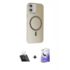 MARSİLYAN™- iPhone 11 Kılıf Çekirdek Modern Prime - Siyah Bilvis 5in1 5D Magic Hayalet Cam Ekran Koruyucu + Kamera Lens Koruma Cam - SF