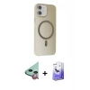 MARSİLYAN™- iPhone 11 Kılıf Çekirdek Modern Prime - Siyah Bilvis 5in1 5D Magic Hayalet Cam Ekran Koruyucu + Raze Metal Kamera Lens - KI