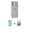 MARSİLYAN™- iPhone 11 Kılıf Çekirdek Modern Prime - Siyah Bilvis 5in1 5D Magic Hayalet Cam Ekran Koruyucu + Neon Fosforlu Kamera Lens - YL