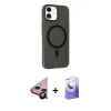 MARSİLYAN™- iPhone 11 Kılıf Çekirdek Modern Prime - Siyah Bilvis 5in1 5D Magic Hayalet Cam Ekran Koruyucu + Siyah Raze Metal Kamera Lens