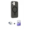 MARSİLYAN™- iPhone 11 Kılıf Çekirdek Modern Prime - Siyah Bilvis 5in1 5D Magic Hayalet Cam Ekran Koruyucu + Pers Alüminyum Kamera Lens - LT