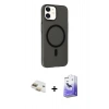 MARSİLYAN™- iPhone 11 Kılıf Çekirdek Modern Prime - Siyah Bilvis 5in1 5D Magic Hayalet Cam Ekran Koruyucu + Gold Pers Alüminyum Kamera Lens
