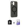 MARSİLYAN™- iPhone 11 Kılıf Çekirdek Modern Prime - Siyah Bilvis 5in1 5D Magic Hayalet Cam Ekran Koruyucu + PVD Metal Kamera Lens - TU