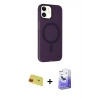 MARSİLYAN™- iPhone 11 Kılıf Çekirdek Modern Prime - Siyah Bilvis 5in1 5D Magic Hayalet Cam Ekran Koruyucu + Rainbow Kamera Lens Koruma Cam - KI