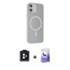 MARSİLYAN™- iPhone 11 Kılıf Çekirdek Modern Prime - Siyah Bilvis 5in1 5D Magic Hayalet Cam Ekran Koruyucu + PVD Metal Kamera Lens - SH