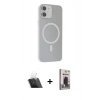 MARSİLYAN™- iPhone 11 Kılıf Çekirdek Modern Prime - Siyah Bilvis Hayalet Cam Ekran Koruyucu + Kamera Lens Koruma Cam - SF