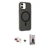 MARSİLYAN™- iPhone 11 Kılıf Çekirdek Modern Prime - Siyah Bilvis Hayalet Cam Ekran Koruyucu + Pers Alüminyum Kamera Lens - KI