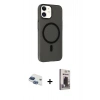 MARSİLYAN™- iPhone 11 Kılıf Çekirdek Modern Prime - Siyah Bilvis Hayalet Cam Ekran Koruyucu + Pers Alüminyum Kamera Lens - LT