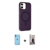 MARSİLYAN™- iPhone 11 Kılıf Çekirdek Modern Prime - Siyah Bilvis Hayalet Cam Ekran Koruyucu + Neon Fosforlu Kamera Lens - MI