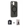MARSİLYAN™- iPhone 11 Kılıf Çekirdek Modern Prime - Siyah Bilvis Hayalet Cam Ekran Koruyucu + PVD Metal Kamera Lens - MI