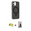 MARSİLYAN™- iPhone 11 Kılıf Çekirdek Modern Prime - Siyah Bilvis Hayalet Cam Ekran Koruyucu + Rainbow Kamera Lens Koruma Cam - KI