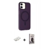 MARSİLYAN™- iPhone 11 Kılıf Çekirdek Modern Prime - Siyah Bilvis Hayalet Cam Ekran Koruyucu + Renkli Kamera Lens Koruma Cam - YL