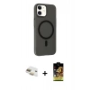 MARSİLYAN™- iPhone 11 Kılıf Çekirdek Modern Prime - Siyah Buffer Cam Ekran Koruyucu + Gold Pers Alüminyum Kamera Lens