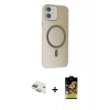 MARSİLYAN™- iPhone 11 Kılıf Çekirdek Modern Prime - Siyah Buffer Cam Ekran Koruyucu + Gold Pers Alüminyum Kamera Lens