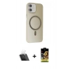 MARSİLYAN™- iPhone 11 Kılıf Çekirdek Modern Prime - Siyah Buffer Cam Ekran Koruyucu + Kamera Lens Koruma Cam - SF