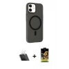 MARSİLYAN™- iPhone 11 Kılıf Çekirdek Modern Prime - Siyah Buffer Cam Ekran Koruyucu + Kamera Lens Koruma Cam - SF