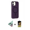 MARSİLYAN™- iPhone 11 Kılıf Çekirdek Modern Prime - Siyah Buffer Cam Ekran Koruyucu + Kırmızı Raze Metal Kamera Lens