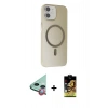 MARSİLYAN™- iPhone 11 Kılıf Çekirdek Modern Prime - Siyah Buffer Cam Ekran Koruyucu + Kırmızı Raze Metal Kamera Lens