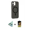 MARSİLYAN™- iPhone 11 Kılıf Çekirdek Modern Prime - Siyah Buffer Cam Ekran Koruyucu + Raze Metal Kamera Lens - MI