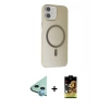 MARSİLYAN™- iPhone 11 Kılıf Çekirdek Modern Prime - Siyah Buffer Cam Ekran Koruyucu + Raze Metal Kamera Lens - MI