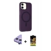 MARSİLYAN™- iPhone 11 Kılıf Çekirdek Modern Prime - Siyah Buffer Cam Ekran Koruyucu + Mor Raze Metal Kamera Lens