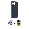 MARSİLYAN™- iPhone 11 Kılıf Çekirdek Modern Prime - Siyah Buffer Cam Ekran Koruyucu + Mor Raze Metal Kamera Lens