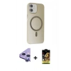MARSİLYAN™- iPhone 11 Kılıf Çekirdek Modern Prime - Siyah Buffer Cam Ekran Koruyucu + Mor Raze Metal Kamera Lens