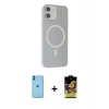 MARSİLYAN™- iPhone 11 Kılıf Çekirdek Modern Prime - Siyah Buffer Cam Ekran Koruyucu + Neon Fosforlu Kamera Lens - MI