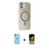 MARSİLYAN™- iPhone 11 Kılıf Çekirdek Modern Prime - Siyah Buffer Cam Ekran Koruyucu + Neon Fosforlu Kamera Lens - MI