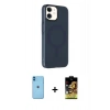MARSİLYAN™- iPhone 11 Kılıf Çekirdek Modern Prime - Siyah Buffer Cam Ekran Koruyucu + Neon Fosforlu Kamera Lens - MI