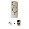 MARSİLYAN™- iPhone 11 Kılıf Çekirdek Modern Prime - Siyah Buffer Cam Ekran Koruyucu + Pers Alüminyum Kamera Lens - LT