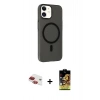 MARSİLYAN™- iPhone 11 Kılıf Çekirdek Modern Prime - Siyah Buffer Cam Ekran Koruyucu + Pers Alüminyum Kamera Lens - KI