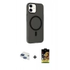 MARSİLYAN™- iPhone 11 Kılıf Çekirdek Modern Prime - Siyah Buffer Cam Ekran Koruyucu + Pers Alüminyum Kamera Lens - LT