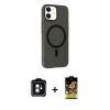 MARSİLYAN™- iPhone 11 Kılıf Çekirdek Modern Prime - Siyah Buffer Cam Ekran Koruyucu + PVD Metal Kamera Lens - YL