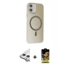 MARSİLYAN™- iPhone 11 Kılıf Çekirdek Modern Prime - Siyah Buffer Cam Ekran Koruyucu + Raze Metal Kamera Lens - GS