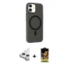 MARSİLYAN™- iPhone 11 Kılıf Çekirdek Modern Prime - Siyah Buffer Cam Ekran Koruyucu + Raze Metal Kamera Lens - GS