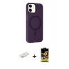 MARSİLYAN™- iPhone 11 Kılıf Çekirdek Modern Prime - Siyah Buffer Cam Ekran Koruyucu + Renkli Kamera Lens Koruma Cam - SI