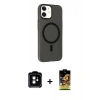 MARSİLYAN™- iPhone 11 Kılıf Çekirdek Modern Prime - Siyah Buffer Cam Ekran Koruyucu + PVD Metal Kamera Lens - TU