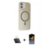 MARSİLYAN™- iPhone 11 Kılıf Çekirdek Modern Prime - Siyah Buffer Hayalet Cam Ekran Koruyucu + Kamera Lens Koruma Cam - SF
