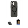 MARSİLYAN™- iPhone 11 Kılıf Çekirdek Modern Prime - Siyah Buffer Hayalet Cam Ekran Koruyucu + Kamera Lens Koruma Cam - SF