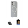 MARSİLYAN™- iPhone 11 Kılıf Çekirdek Modern Prime - Siyah Buffer Hayalet Cam Ekran Koruyucu + Kamera Lens Koruma Cam - SF
