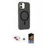 MARSİLYAN™- iPhone 11 Kılıf Çekirdek Modern Prime - Siyah Buffer Hayalet Cam Ekran Koruyucu + Pers Alüminyum Kamera Lens - KI
