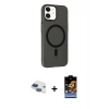 MARSİLYAN™- iPhone 11 Kılıf Çekirdek Modern Prime - Siyah Buffer Hayalet Cam Ekran Koruyucu + Pers Alüminyum Kamera Lens - LT