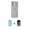 MARSİLYAN™- iPhone 11 Kılıf Çekirdek Modern Prime - Siyah Buffer Hayalet Cam Ekran Koruyucu + Neon Fosforlu Kamera Lens - YL