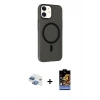 MARSİLYAN™- iPhone 11 Kılıf Çekirdek Modern Prime - Siyah Buffer Hayalet Cam Ekran Koruyucu + Pers Alüminyum Kamera Lens - GI