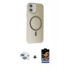 MARSİLYAN™- iPhone 11 Kılıf Çekirdek Modern Prime - Siyah Buffer Hayalet Cam Ekran Koruyucu + Pers Alüminyum Kamera Lens - GI