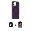 MARSİLYAN™- iPhone 11 Kılıf Çekirdek Modern Prime - Siyah Buffer Hayalet Cam Ekran Koruyucu + PVD Metal Kamera Lens - MI