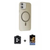 MARSİLYAN™- iPhone 11 Kılıf Çekirdek Modern Prime - Siyah Buffer Hayalet Cam Ekran Koruyucu + PVD Metal Kamera Lens - SH